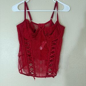 Victoria's Secret Scarlet Lace Bustier top L